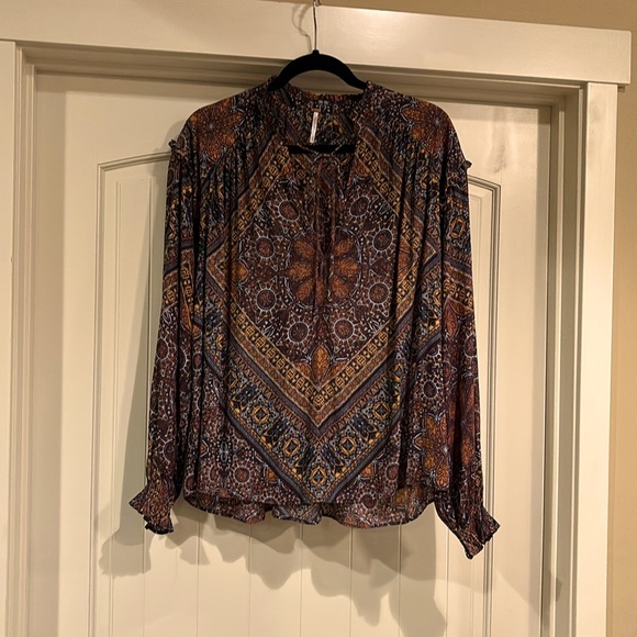 Free People Little Runaway Peasant Boho Blouse Medium - Picture 4 of 6